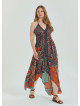 V Neck Backless Halter Neck Coffee Plus Size Dress 4662